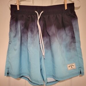 SHEIN Black and Blue Elastic Waistband Swim Trunks